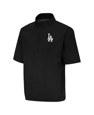 Antigua Men's Black Los Angeles Dodgers Brisk Quarter-Zip Wind Shirt