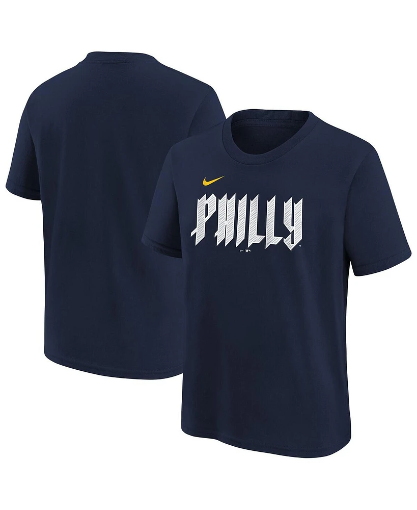 Nike Big Boys and Girls Navy Philadelphia Phillies City Connect Wordmark T-Shirt