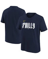 Nike Big Boys and Girls Navy Philadelphia Phillies City Connect Wordmark T-Shirt