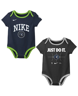 Nike Newborn Navy/Black Minnesota Timberwolves Just Do It Bodysuit Set 2-Pack