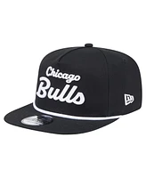 New Era Men's Black Chicago Bulls Team Text Golfer Snapback Hat