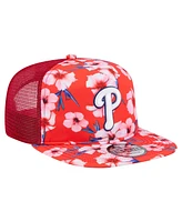 New Era Men's Red Philadelphia Phillies Adventure Pattern Golfer Trucker Snapback Hat
