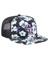 New Era Men's Black Colorado Rockies Adventure Pattern Golfer Trucker Snapback Hat