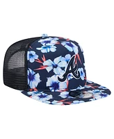 New Era Men's Navy Atlanta Braves Adventure Pattern Golfer Trucker Snapback Hat