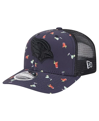 New Era Men's Navy/Black Arizona Cardinals Adventure Drinks Pattern 9SEVENTY Stretch-Snap Hat