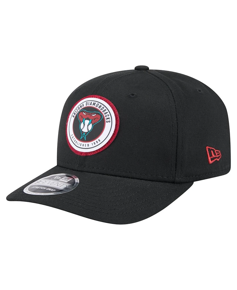 New Era Men's Black Arizona Diamondbacks Circle Patch 9SEVENTY Stretch-Snap Hat