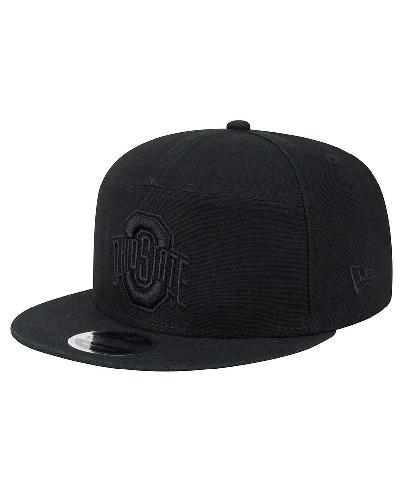 New Era Men's Black Ohio State Buckeyes Adventure Canvas Split Panel 9FIFTY Snapback Hat