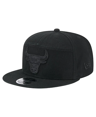 New Era Men's Black Chicago Bulls Adventure Canvas Split Panel 9FIFTY Snapback Hat
