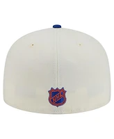 New Era Men's White Edmonton Oilers Chrome Two-Toned 59FIFTY Fitted Hat