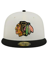New Era Men's White Chicago Blackhawks Chrome Two-Toned 59FIFTY Fitted Hat