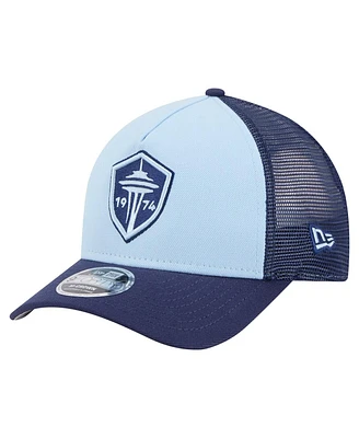 New Era Men's Light Blue Seattle Sounders Fc Color Pack 9FORTY A-Frame Adjustable Trucker Hat