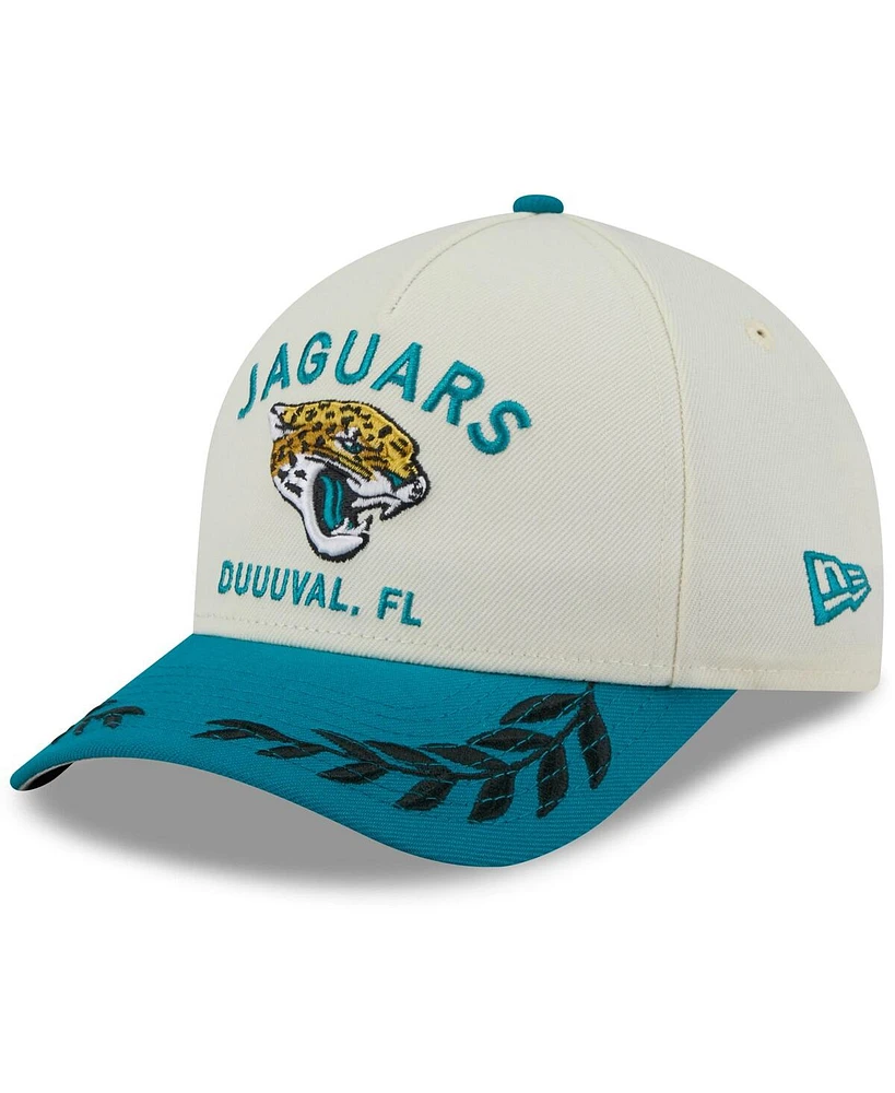 New Era Men's Cream/Teal Jacksonville Jaguars 2025 Nfl Draft 9FORTY A-Frame M-Crown Adjustable Hat