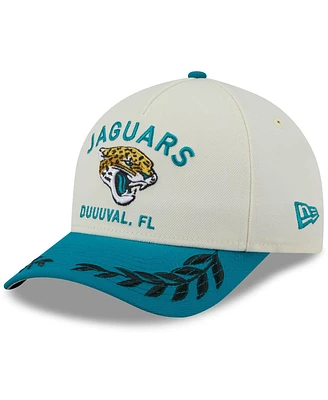 New Era Men's Cream/Teal Jacksonville Jaguars 2025 Nfl Draft 9FORTY A-Frame M-Crown Adjustable Hat