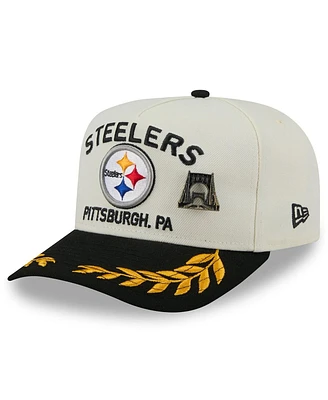 New Era Men's Cream/Black Pittsburgh Steelers 2025 Nfl Draft A-Frame 59FIFTY Fitted Hat
