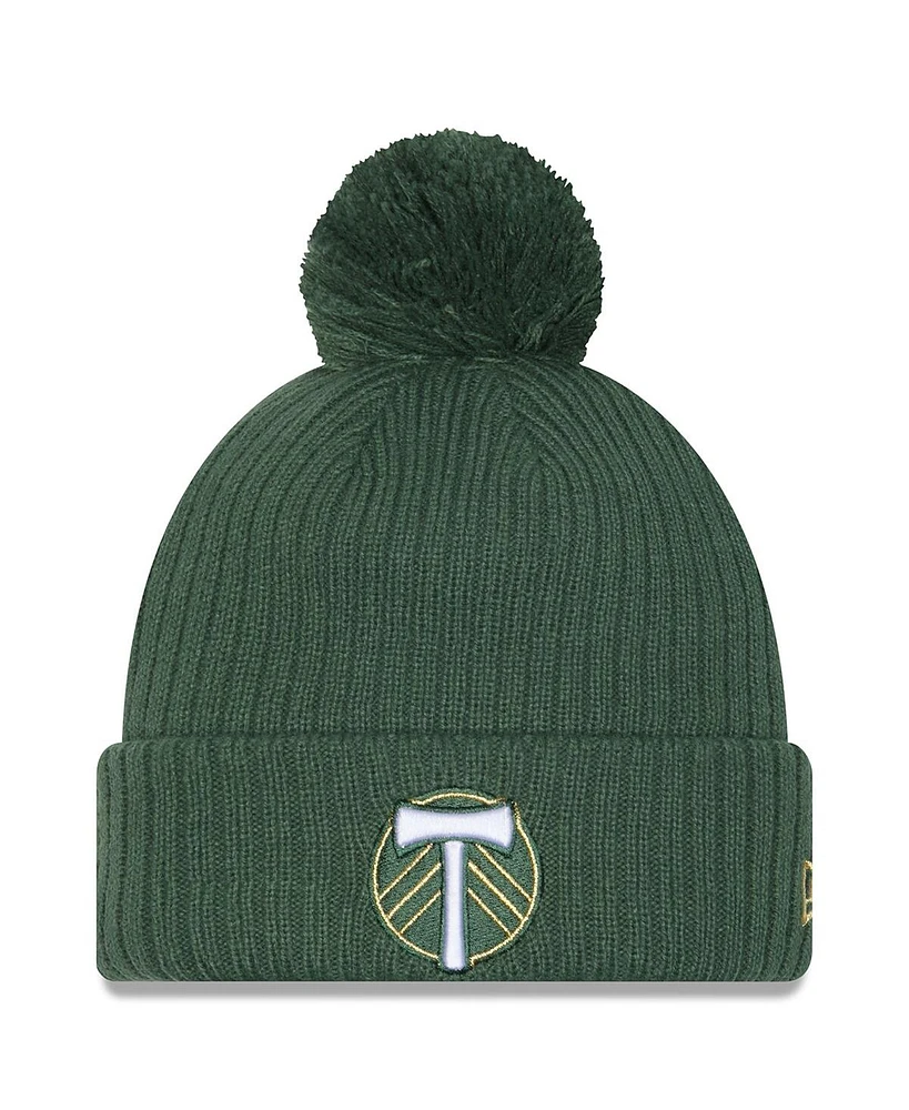 New Era Men's Green Portland Timbers 2025 Jersey Hook Cuffed with Pom Knit Hat