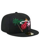 New Era Men's Black Miami Heat State Stitch 59FIFTY Fitted Hat