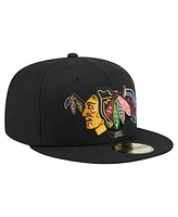 New Era Men's Black Chicago Blackhawks State Stitch 59FIFTY Fitted Hat