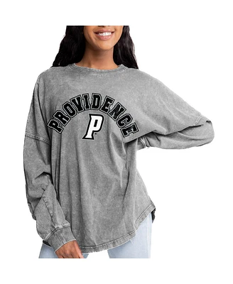 Gameday Couture Women's Gray Providence Friars Faded Wash Pullover Sweatshirt