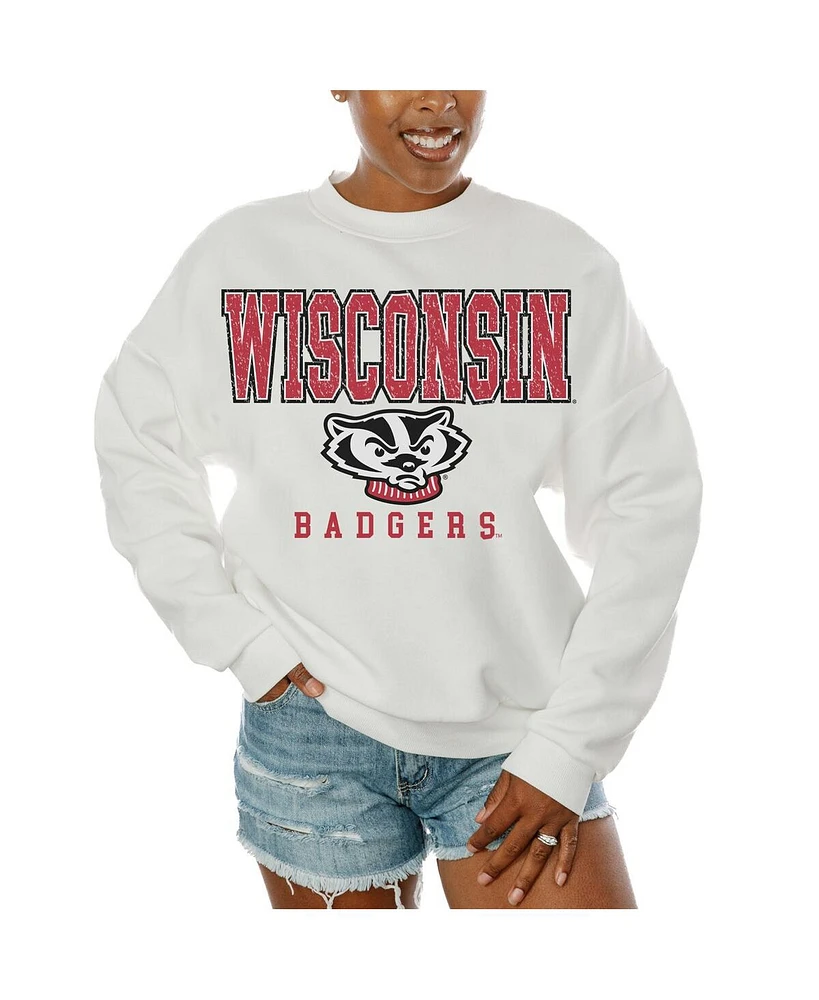 Gameday Couture Women's White Wisconsin Badgers Freestyle Fleece Pullover Sweatshirt