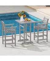 Patio Hdpe Adirondack Bar Chairs Set of 2 with Wide Armrests