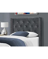 45.25" X 82.75" X 49.75" Dark Grey Velvet With Chrome Trim - Twin Size Bed