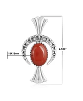 Sterling Silver Red Jasper Fritz Casuse Squash Blossom Naja Crescent Moon Pendant Enhancer