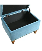 Upholstered Tufted Ottoman with Storage Nailhead Trim Bench Footstool for Living Room Bedroom Entryway Multi Purpose Easy Assembly-The Pop Home