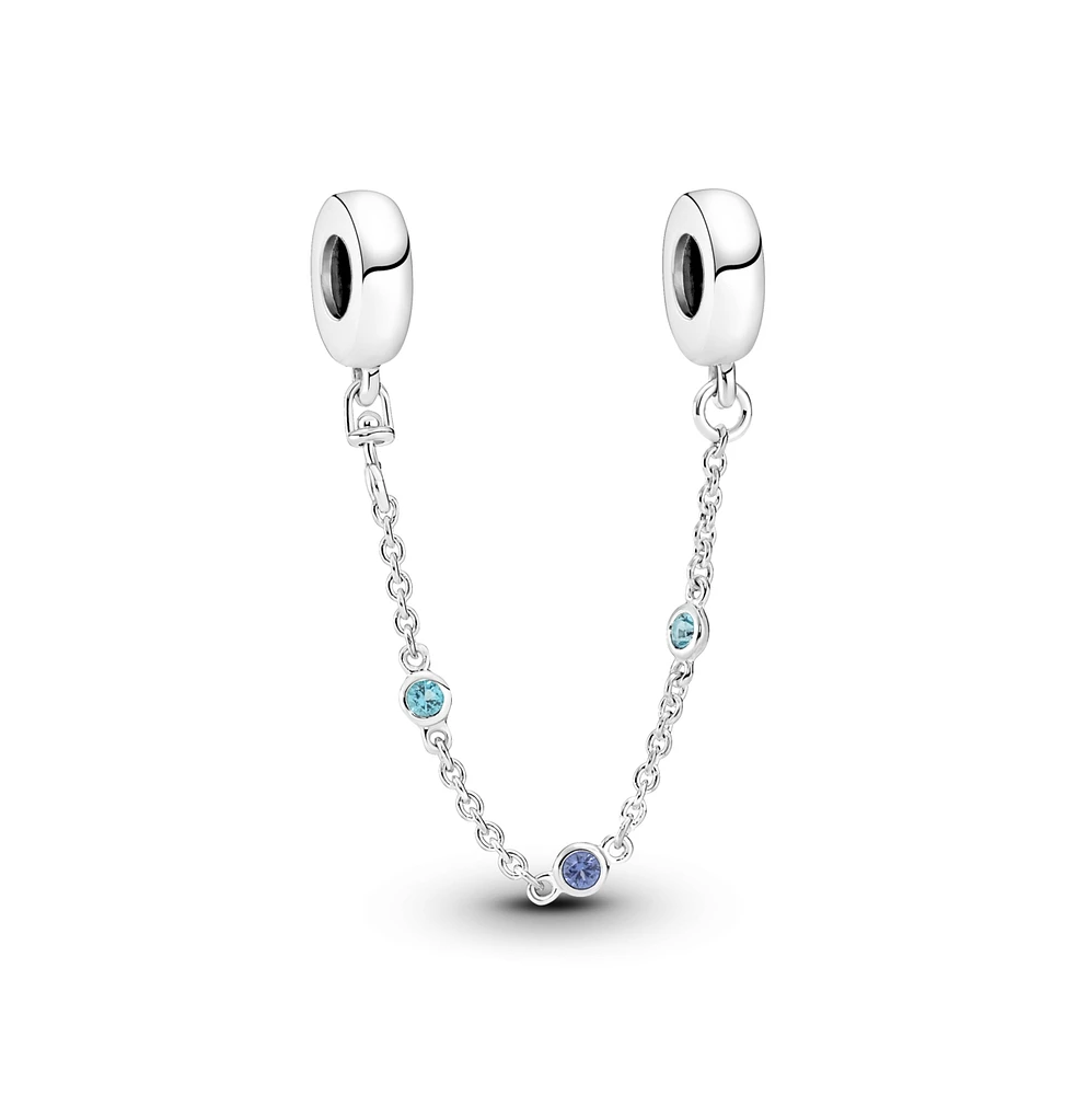 Pandora Triple Blue Stone Safety Chain Charms