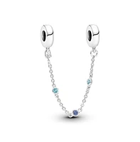 Pandora Triple Blue Stone Safety Chain Charms