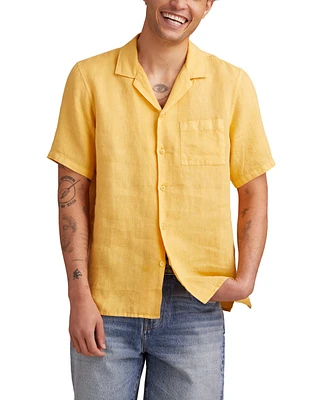 Lucky Brand Men's Short Sleeve Linen Camp Collar Shirt