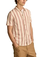 Lucky Brand Men's Linen Short Sleeve Ombre Stripe Shirt