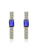 14k Gold Plated with Colored Cubic Zirconia Inside-Out Hoop Earrings