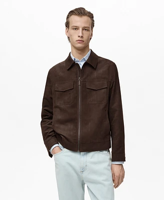 Mango Men's Faux-Suede Zipper Jacket