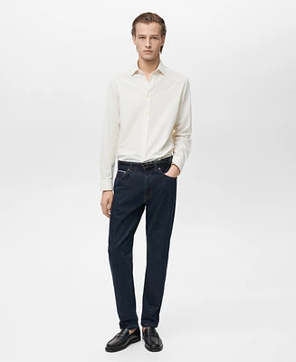 Mango Men's Slim-Fit Striped Seersucker Shirt