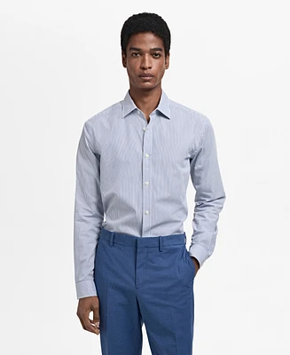 Mango Men's Cotton Slim-Fit Striped Shirt