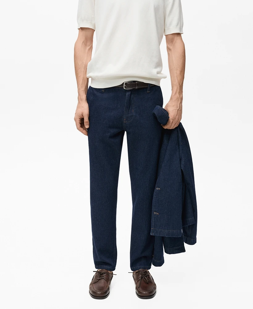 Mango Men's Regular-Fit Dark-Wash Jeans