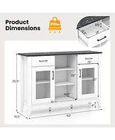 2-Drawer Sideboard Buffet Cabinet – 4 Adjustable Shelves for Storage Dining Room, Kitchen, or Living Room