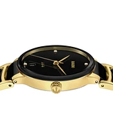 Rado Women's Swiss Centrix Diamond Accent Black Ceramic & Gold Pvd Stainless Steel Bracelet Watch 35mm