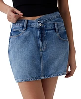 Guess Women's Gaia Crossover-Waist Denim Mini Skirt