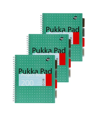 Pukka Pads Metallic Green Letter Sized Subject Divider Notebook, Pack of 3