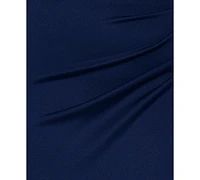 Xscape Plus Gathered-Waist Flutter-Sleeve Evening Gown
