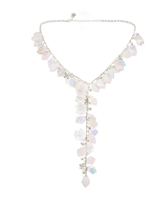 Betsey Johnson Ivory Garden Glam Flower Petal Y-Necklace