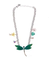 Betsey Johnson Faux Stone Garden Glam Dragonfly Bib Necklace