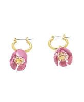Betsey Johnson Faux Stone Garden Glam Tulip Huggie Earrings