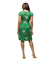 24seven Comfort Apparel Women's Cap Sleeve V Neck Knee Length Pocket Dress