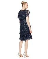 Sl Fashions Petite Metallic Print Tiered Dress