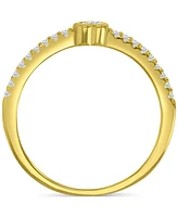 Cubic Zirconia Heart Promise Stack Ring 14k Gold-Plated Sterling Silver