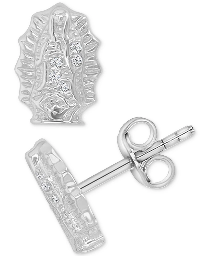 Cubic Zirconia Sculptural Stud Earrings in Sterling Silver