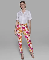 Karl Lagerfeld Paris Women's Floral-Print Straight-Leg Pants