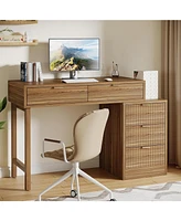Tribesigns Computer Desk with 5 Drawers,Modern Wooden Study Table Office Workstation for Home Office, Small Spaces